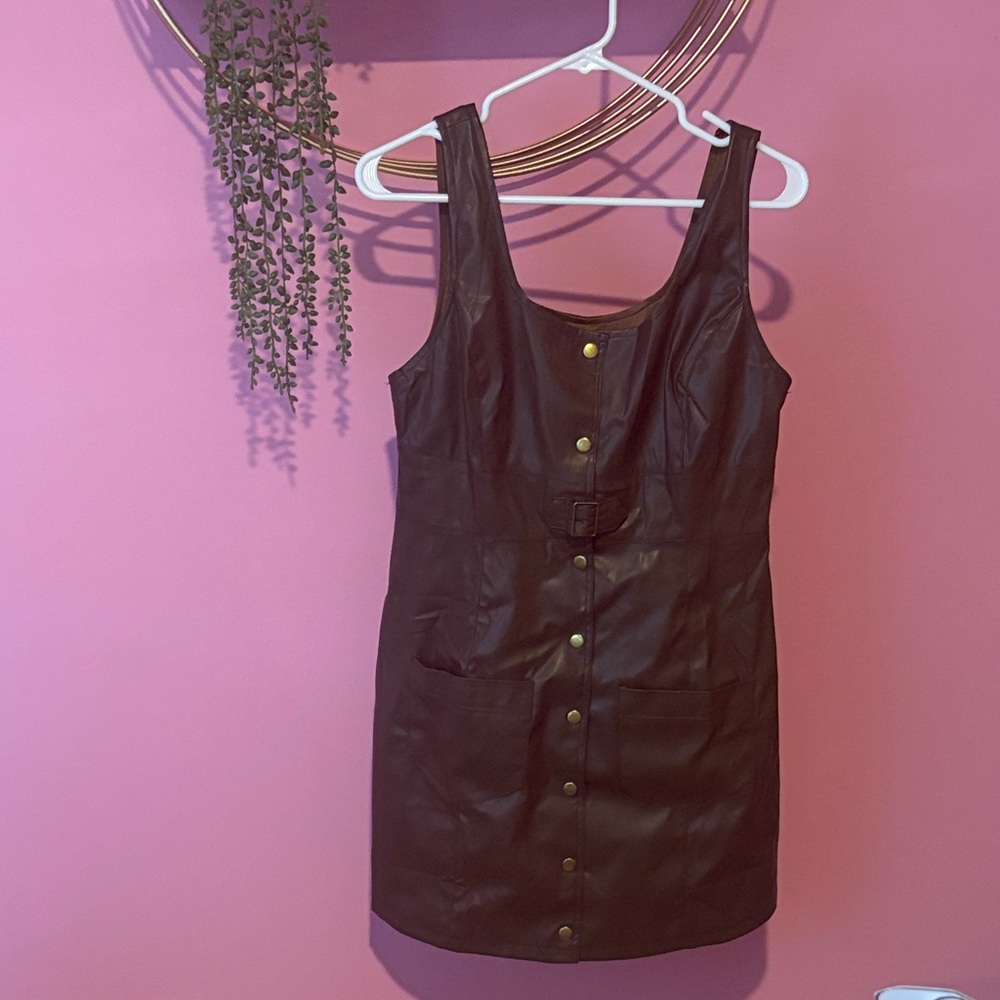 Kori Dark green Faux Leather Dress
